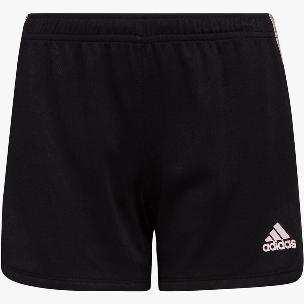 adidas Black Athletic Shorts with Light Pink Side Stripes